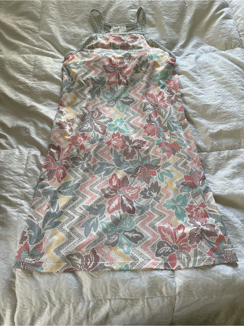 Prana Floral Chevron Print Sundress in Pastel Colors w/ built in bra size small